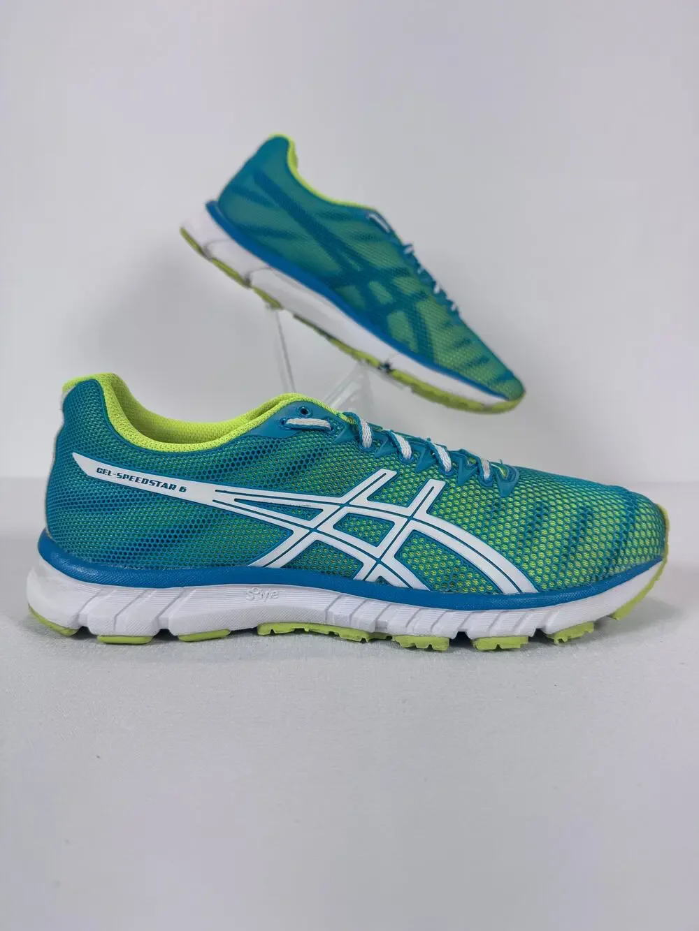ASICS Gorpcore Gel Speedstar 6 Womens 9 T263N Running Shoes Blue Lime Green